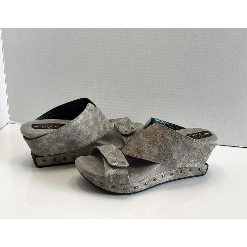 Modzori Argo 3 Reversible Sandals Women's Size 7 Gray/Blue Metallic Vegan Wedge
